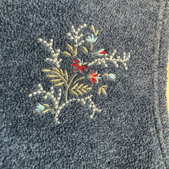 Blue Fleece Vest NORTHERN REFLECTIONS flower embroidery Medium - Picture 5 of 8